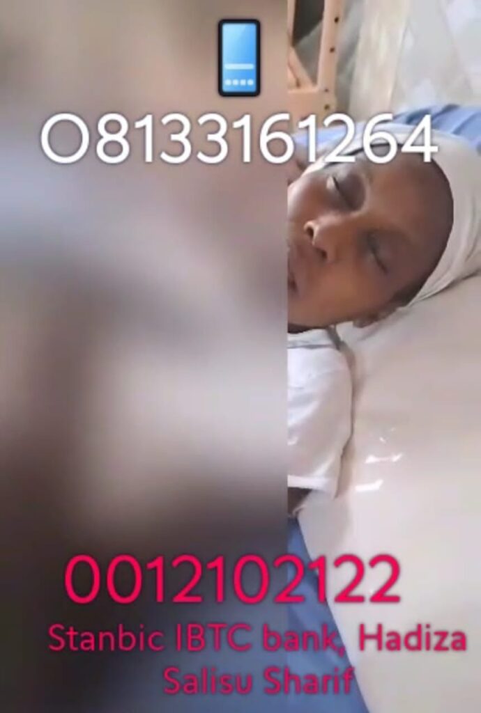 Hoton marigayiya Hadiza Salisu Sharif daga bidiyon nema mata agaji da Fauziyya D. Sulaiman ta wallafa a soshiyal midiya a ranar 9 ga Agusta