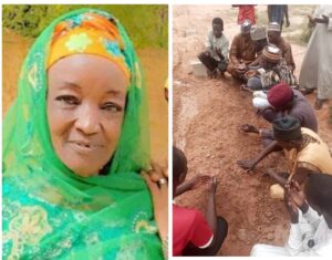 Marigayiya Hajiya Binta Ola; a dama kuma jama'a ne ke yi mata addu'a a gaban kushewar ta